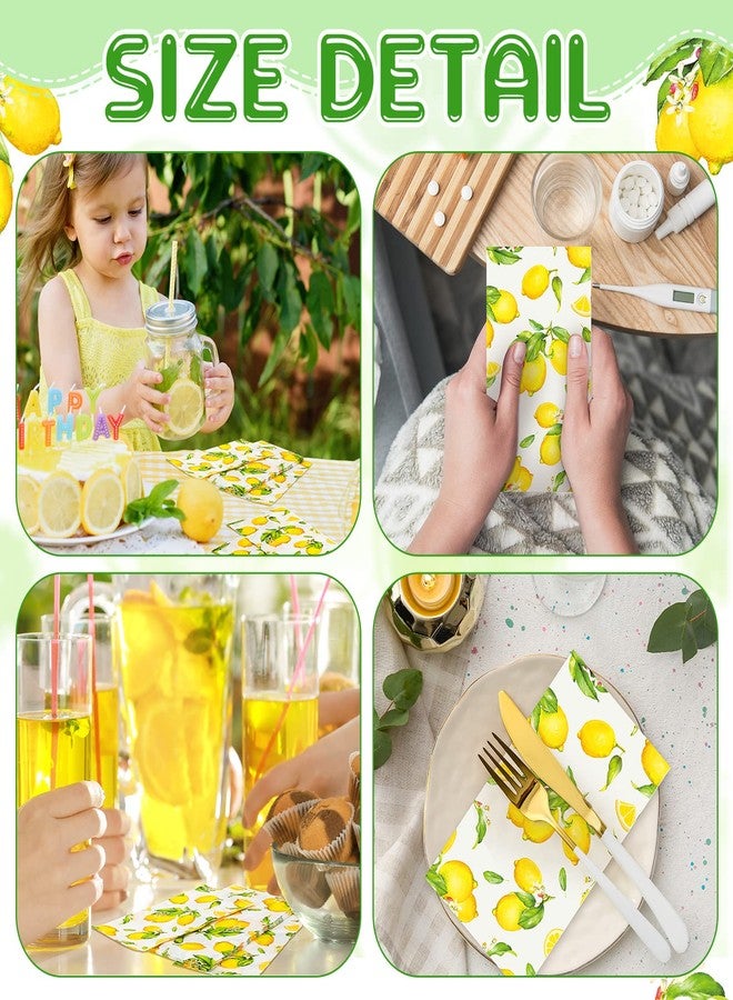 Fumete 150 Pcs Disposable Guest Napkins 3 Ply Lemon Paper Napkins Summer Hand Towels for Bathroom Paper Towels Decorative Napkins for Summer Tea Party Baby Shower - Image 5